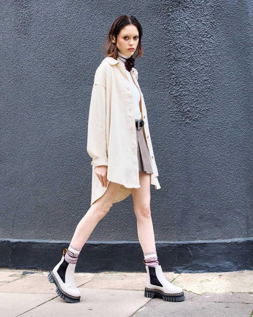 Dr Martens Audrick Nappa Deri Platform Chelsea Kadın Bilek Boy Bot Gri  Türkiye |  79052-ILOK