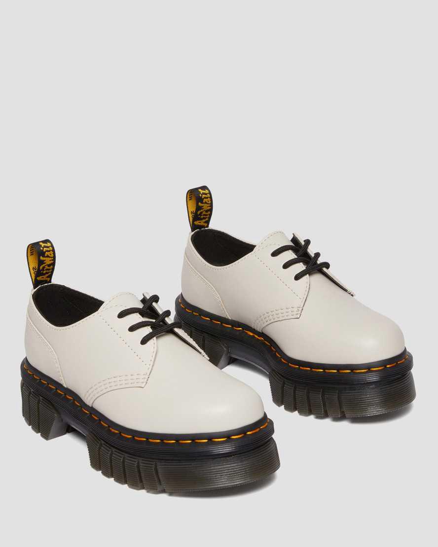 Dr Martens Audrick Nappa Deri Platform Erkek Oxford Ayakkabı Gri  Türkiye |  45870-HFXG