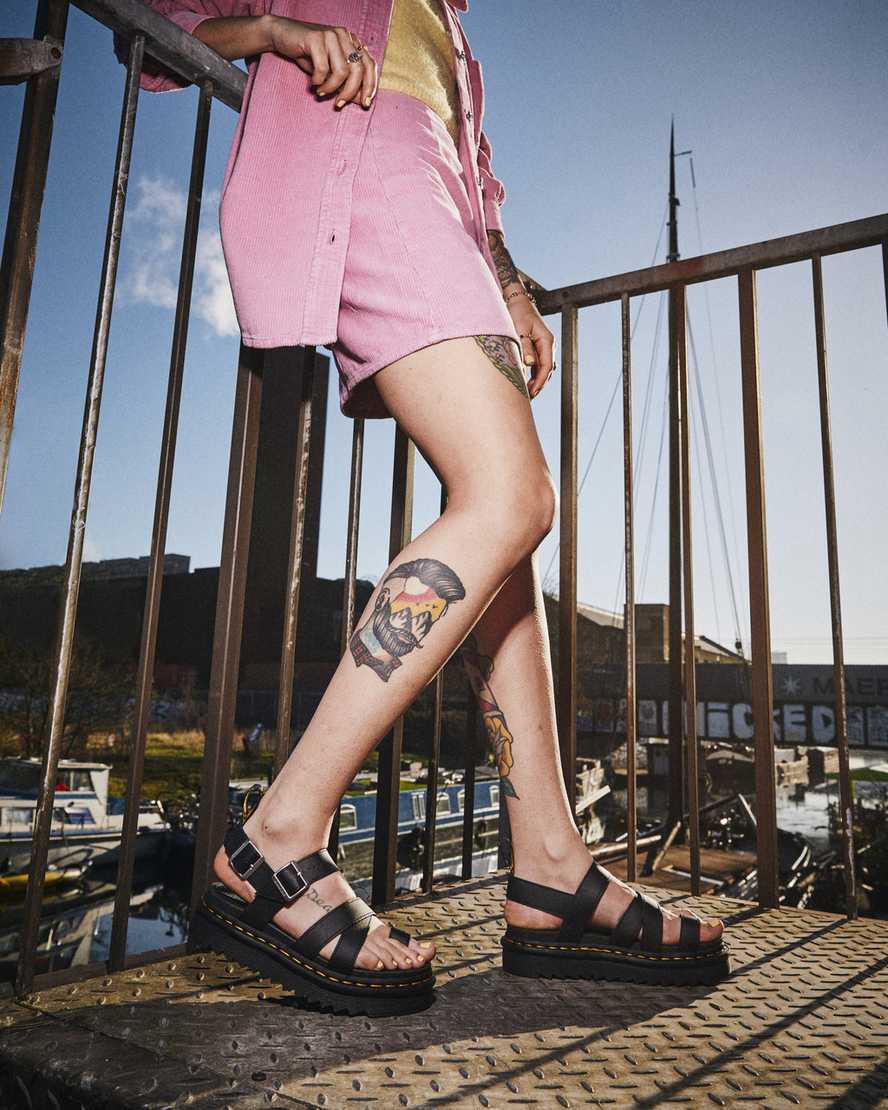 Dr Martens Avry Hydro Deri Askılı Kadın Gladyatör Sandalet Siyah  Türkiye |  98543-ZNHC