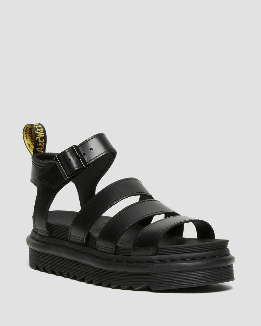 Dr Martens Blaire Brando Deri Askılı Kadın Gladyatör Sandalet Siyah  Türkiye |  06375-JBYK