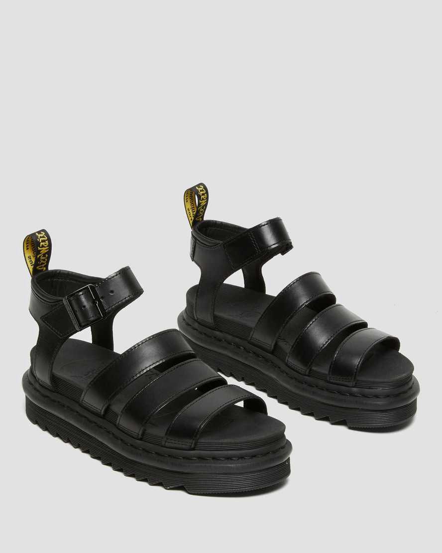 Dr Martens Blaire Brando Deri Askılı Kadın Platform Sandalet Siyah  Türkiye |  25687-GRBE