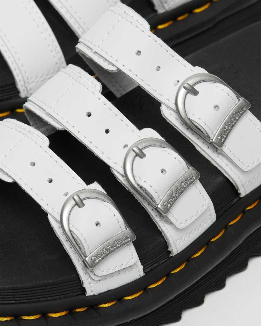Dr Martens Blaire Deri Terlik Kadın Platform Sandalet Beyaz  Türkiye |  65438-QTDG