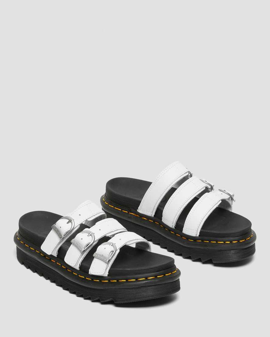 Dr Martens Blaire Deri Terlik Kadın Platform Sandalet Beyaz  Türkiye |  65438-QTDG