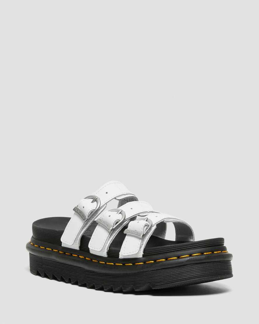Dr Martens Blaire Deri Terlik Kadın Platform Sandalet Beyaz  Türkiye |  65438-QTDG