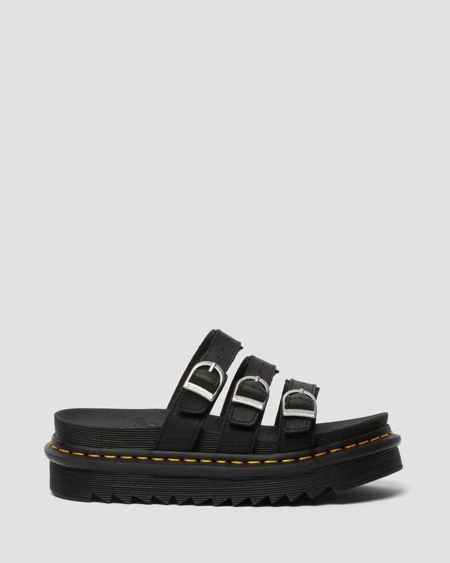 Dr Martens Blaire Deri Terlik Kadın Platform Sandalet Siyah  Türkiye |  96235-ZJQH