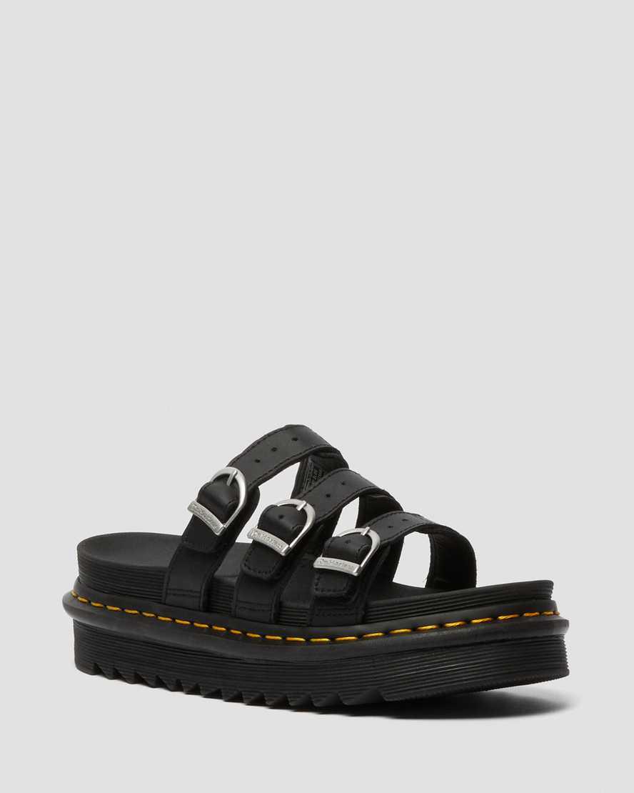Dr Martens Blaire Deri Terlik Kadın Platform Sandalet Siyah  Türkiye |  96235-ZJQH