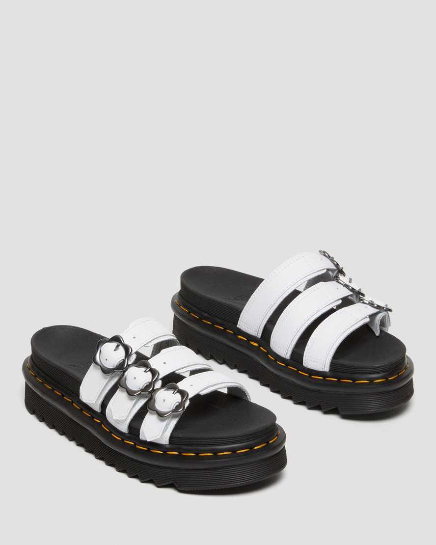 Dr Martens Blaire Flower Tokalı Deri Terlik Kadın Platform Sandalet Beyaz  Türkiye |  17250-LPAO