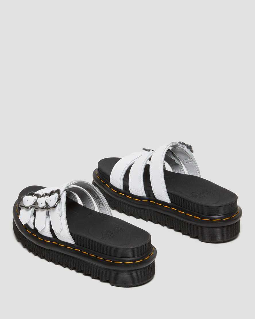 Dr Martens Blaire Flower Tokalı Deri Terlik Kadın Platform Sandalet Beyaz  Türkiye |  17250-LPAO