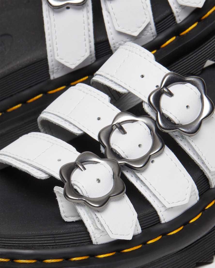 Dr Martens Blaire Flower Tokalı Deri Terlik Kadın Platform Sandalet Beyaz  Türkiye |  17250-LPAO