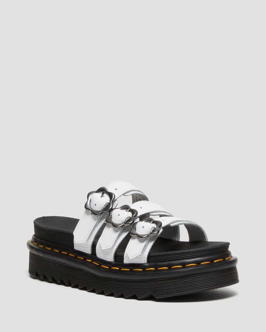 Dr Martens Blaire Flower Tokalı Deri Terlik Kadın Platform Sandalet Beyaz  Türkiye |  17250-LPAO