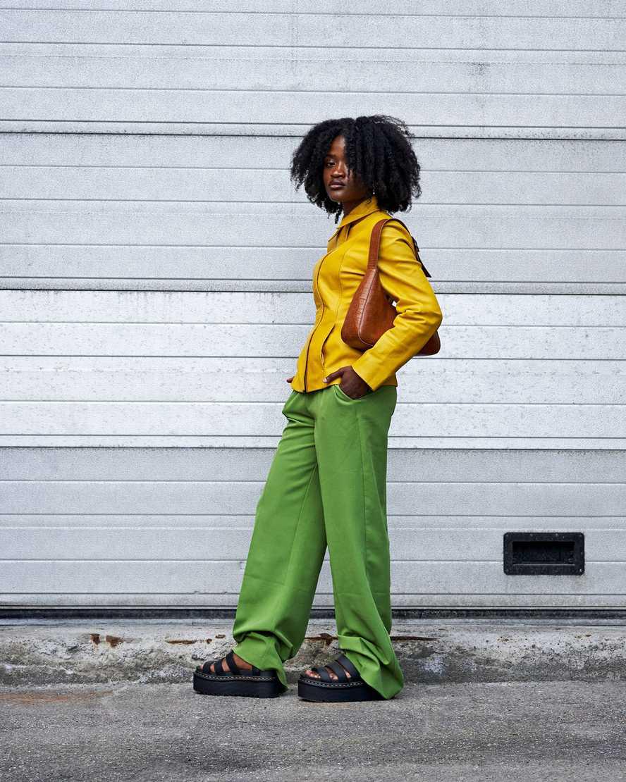 Dr Martens Blaire Hydro Deri Askılı Kadın Platform Sandalet Siyah  Türkiye |  04671-QPTX
