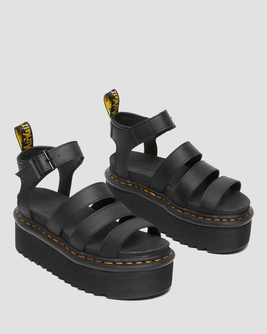 Dr Martens Blaire Hydro Deri Askılı Kadın Platform Sandalet Siyah  Türkiye |  04671-QPTX