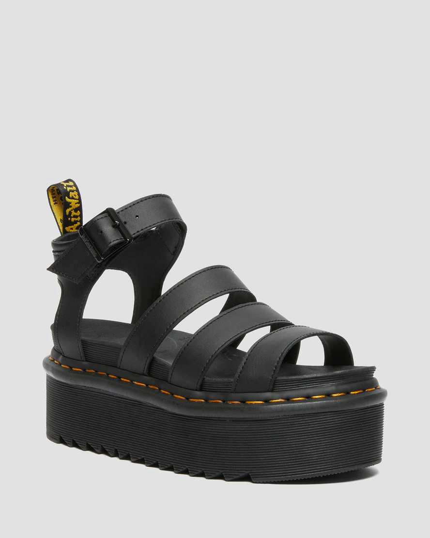 Dr Martens Blaire Hydro Deri Askılı Kadın Platform Sandalet Siyah  Türkiye |  04671-QPTX