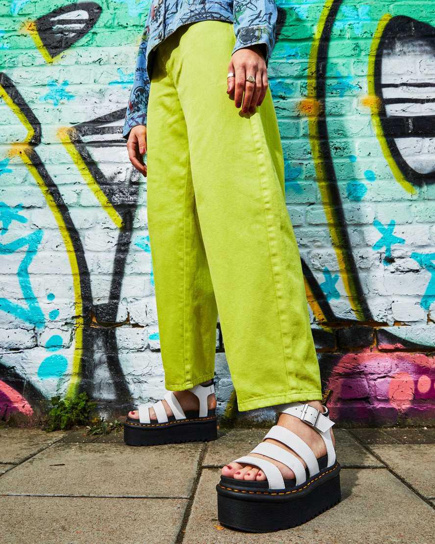 Dr Martens Blaire Hydro Deri Askılı Kadın Platform Sandalet Beyaz  Türkiye |  25780-NUSL