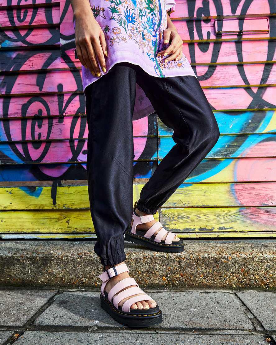Dr Martens Blaire Hydro Deri Askılı Kadın Gladyatör Sandalet Pembe  Türkiye |  41078-TPHR