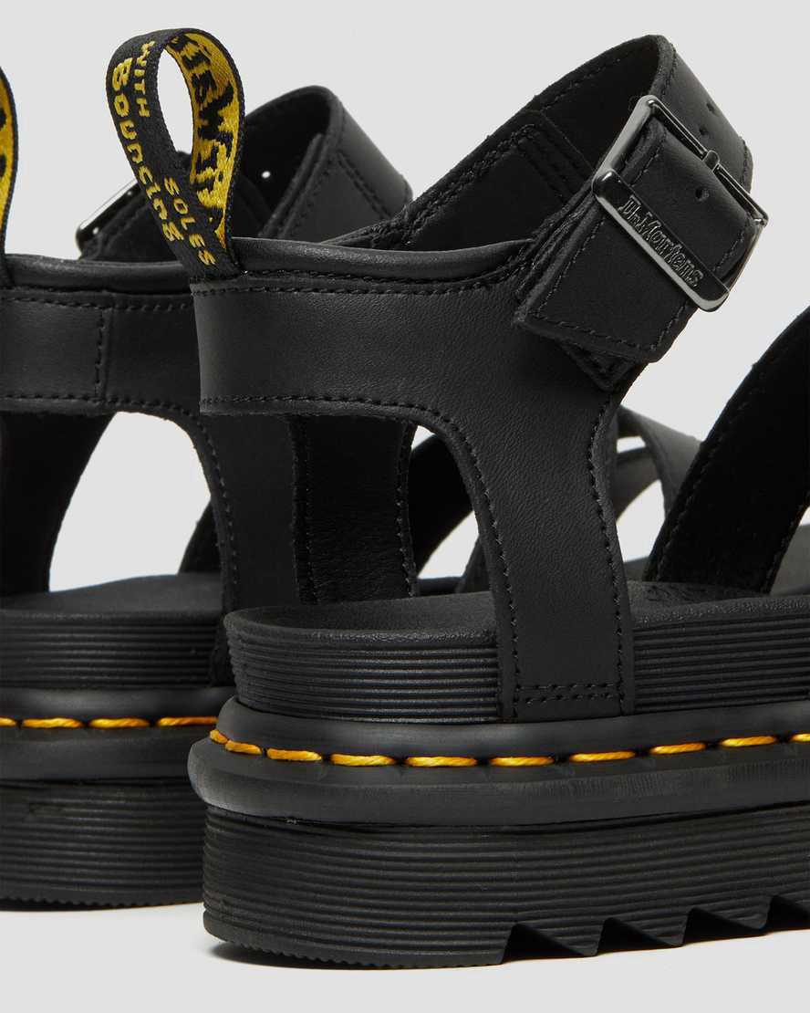 Dr Martens Blaire Hydro Deri Askılı Kadın Gladyatör Sandalet Siyah  Türkiye |  50892-YUHX