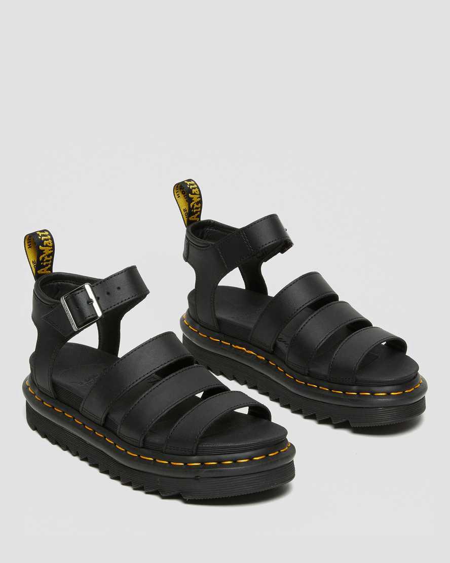 Dr Martens Blaire Hydro Deri Askılı Kadın Gladyatör Sandalet Siyah  Türkiye |  50892-YUHX
