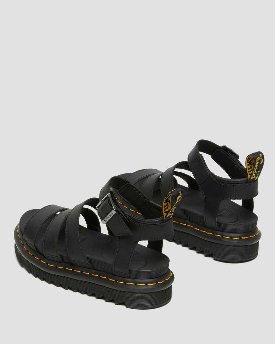 Dr Martens Blaire Hydro Deri Askılı Kadın Gladyatör Sandalet Siyah  Türkiye |  50892-YUHX