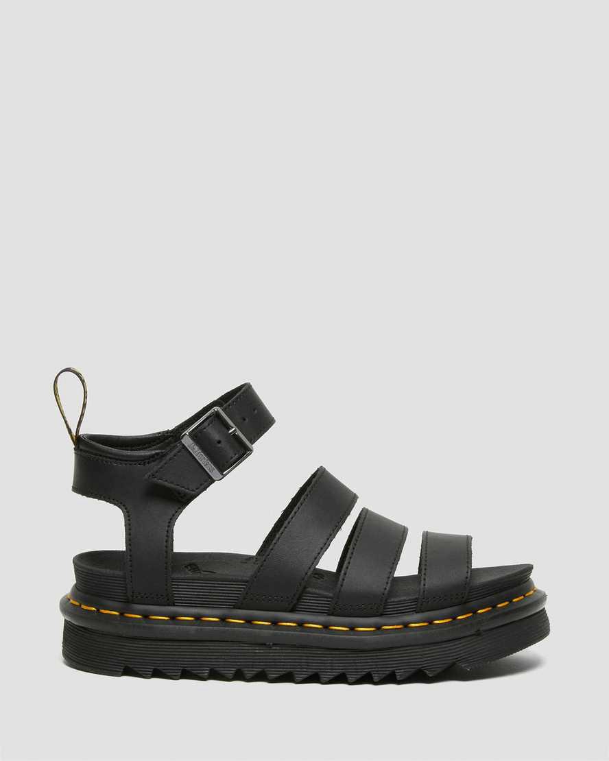 Dr Martens Blaire Hydro Deri Askılı Kadın Gladyatör Sandalet Siyah  Türkiye |  50892-YUHX