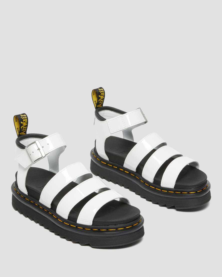 Dr Martens Blaire Rugan Deri Askılı Kadın Platform Sandalet Beyaz  Türkiye |  62508-BGQM
