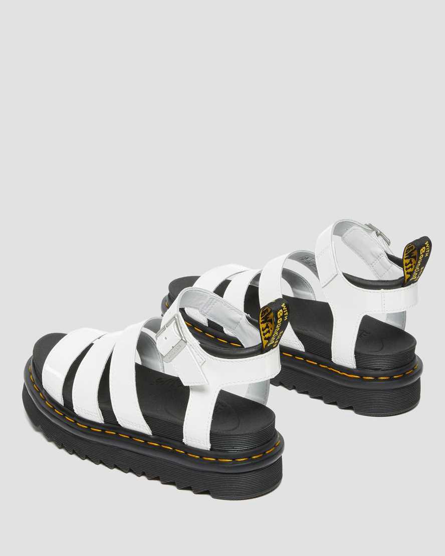 Dr Martens Blaire Rugan Deri Askılı Kadın Platform Sandalet Beyaz  Türkiye |  62508-BGQM