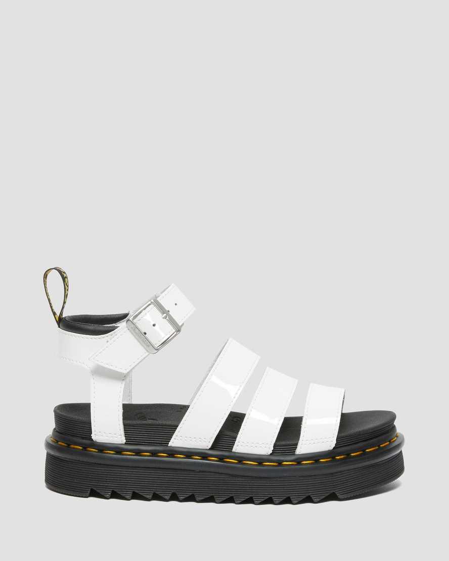 Dr Martens Blaire Rugan Deri Askılı Kadın Platform Sandalet Beyaz  Türkiye |  62508-BGQM