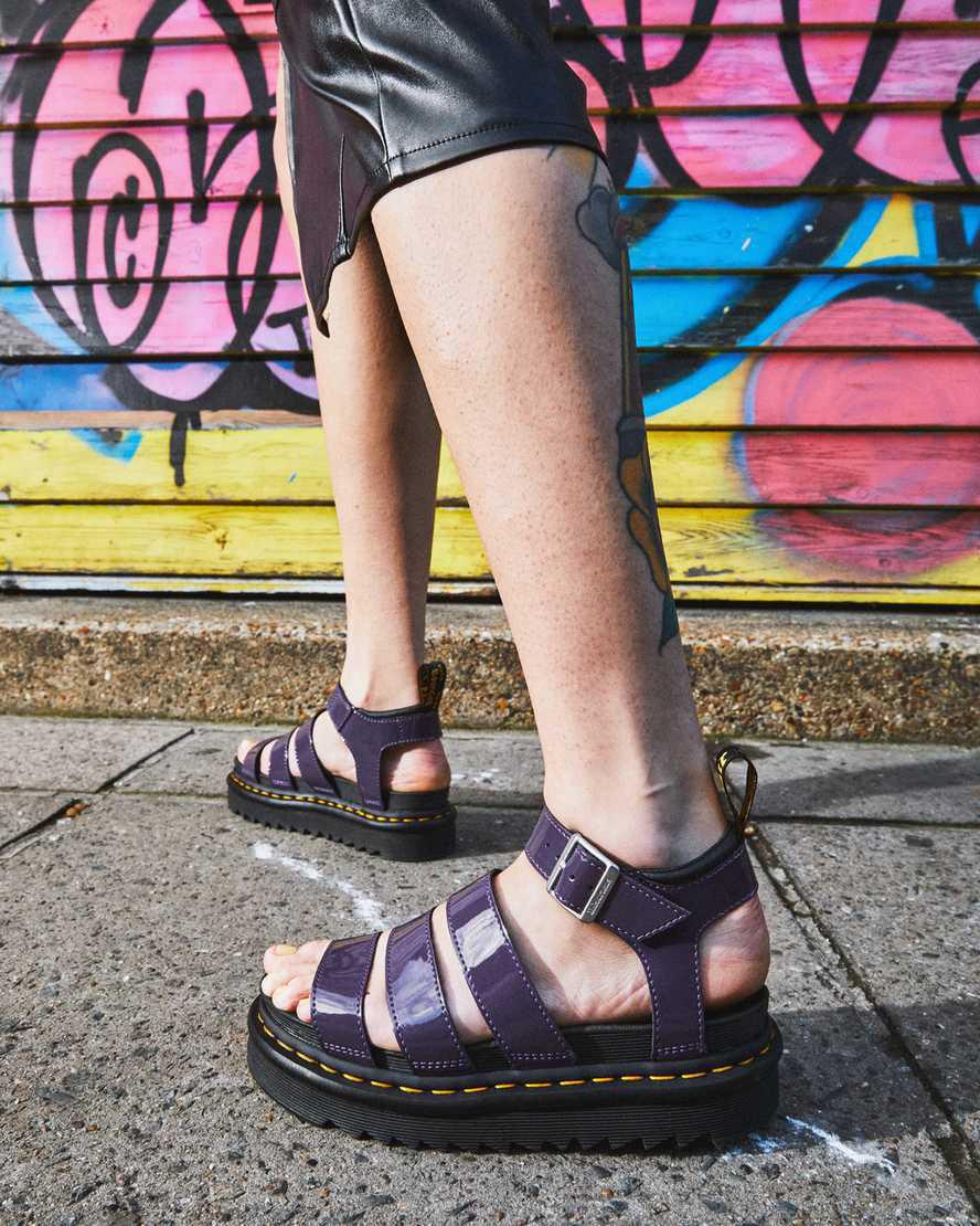 Dr Martens Blaire Rugan Deri Askılı Kadın Platform Sandalet Blackcurrant Lamper  Türkiye |  71952-ZLHD
