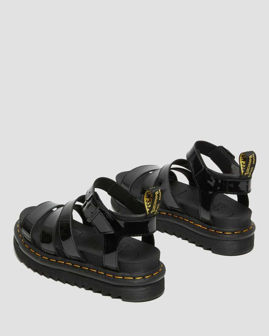 Dr Martens Blaire Rugan Deri Askılı Kadın Gladyatör Sandalet Siyah  Türkiye |  85032-TAVO