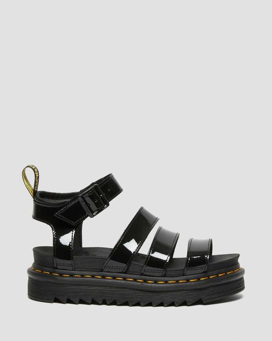 Dr Martens Blaire Rugan Deri Askılı Kadın Gladyatör Sandalet Siyah  Türkiye |  85032-TAVO
