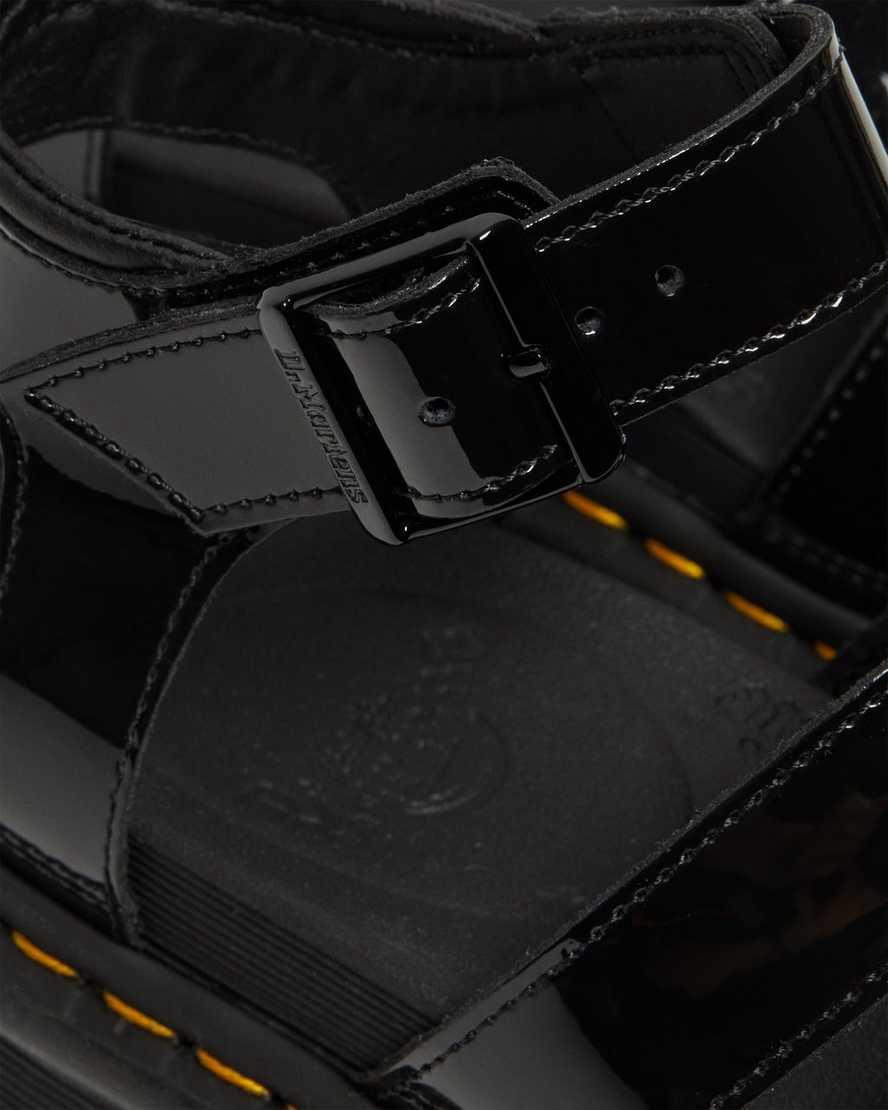 Dr Martens Blaire Rugan Deri Askılı Kadın Gladyatör Sandalet Siyah  Türkiye |  85032-TAVO