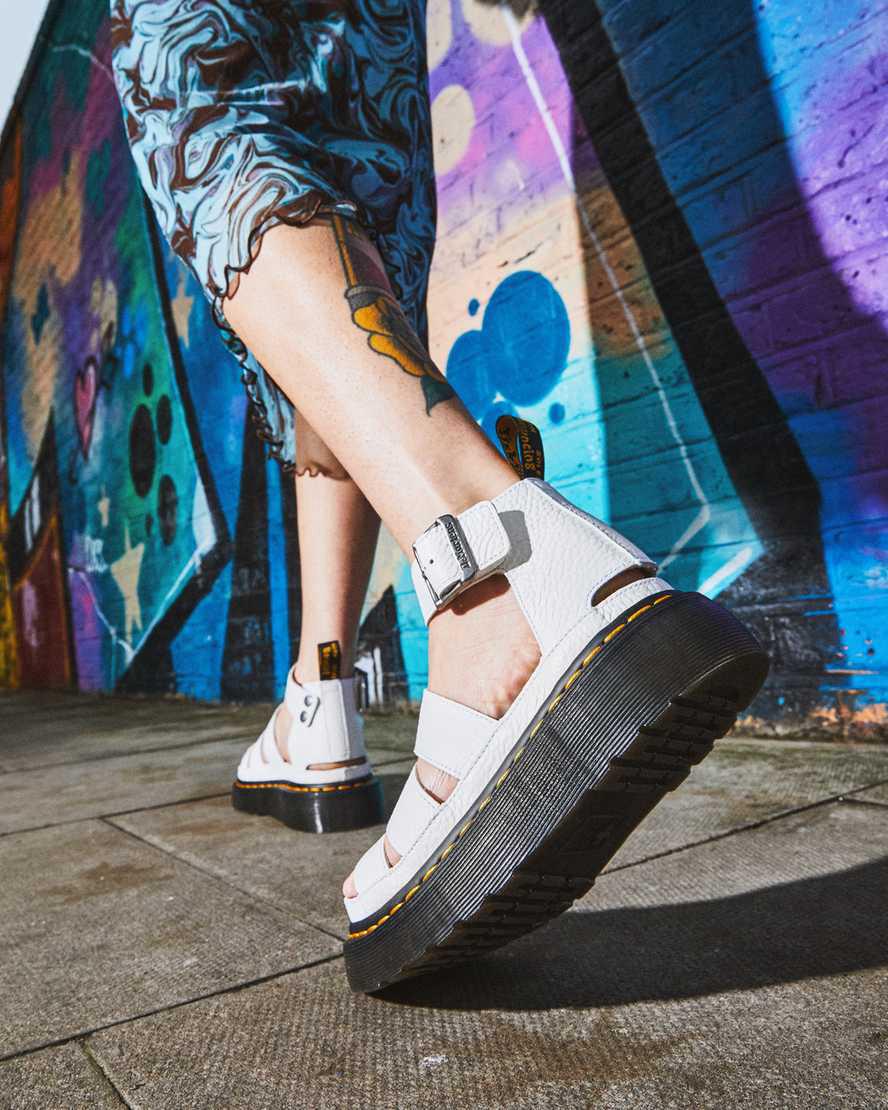 Dr Martens Clarissa II Deri Kadın Platform Sandalet Beyaz  Türkiye |  32681-IKUL