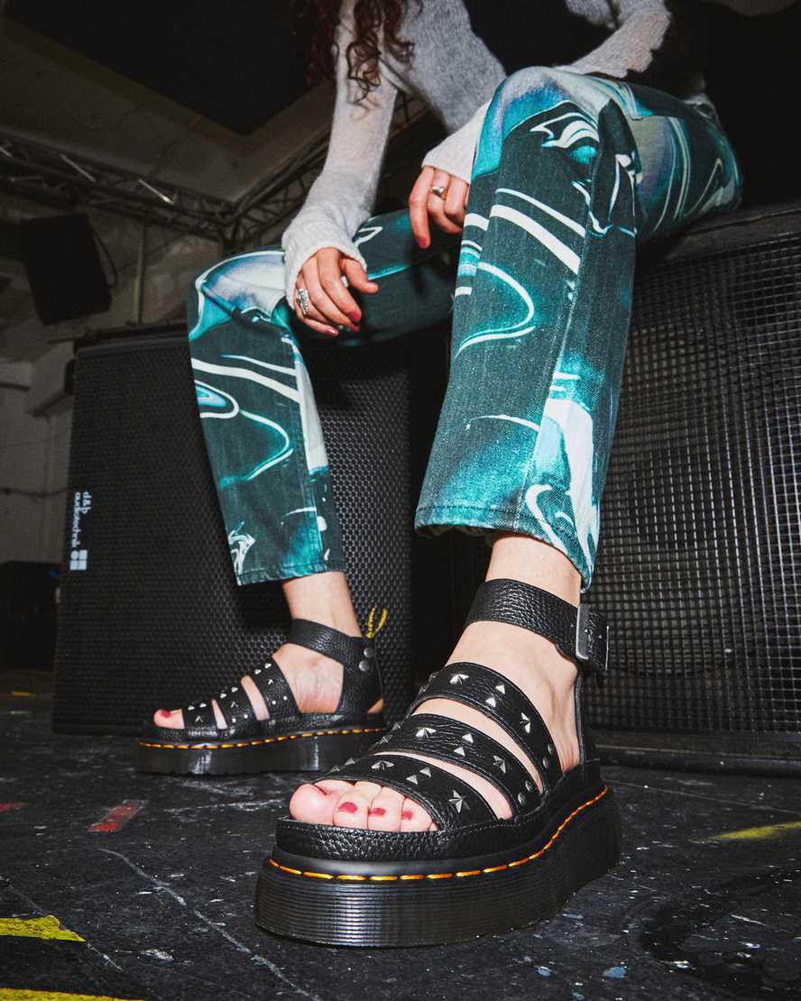 Dr Martens Clarissa Milled Nappa Askılı Kadın Platform Sandalet Siyah  Türkiye |  21675-YVJR