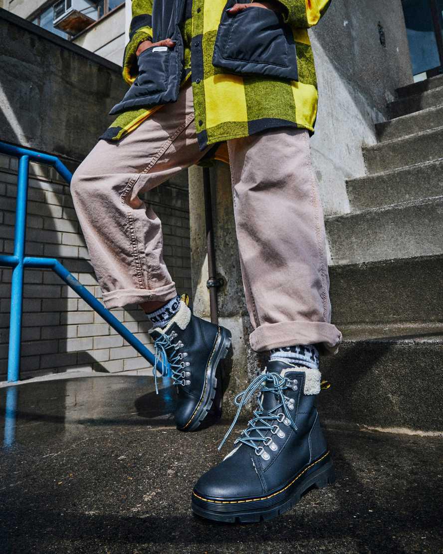 Dr Martens Combs Faux Fur-Astar Kadın Bilek Boy Bot Siyah  Türkiye |  12894-SDUR