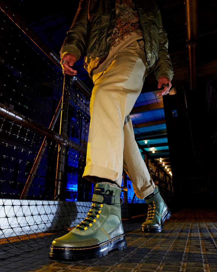 Dr Martens Combs Tech Milled Nappa & Süet Erkek Bilek Boy Bot Haki Yeşil  Türkiye |  34905-GWBJ