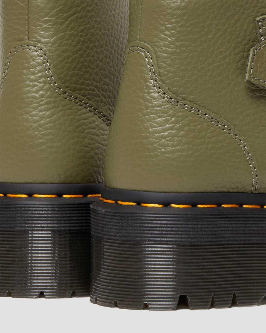 Dr Martens Devon Flower Tokalı Deri Kadın Kalın Taban Bot Haki Yeşil  Türkiye |  90123-LEMY