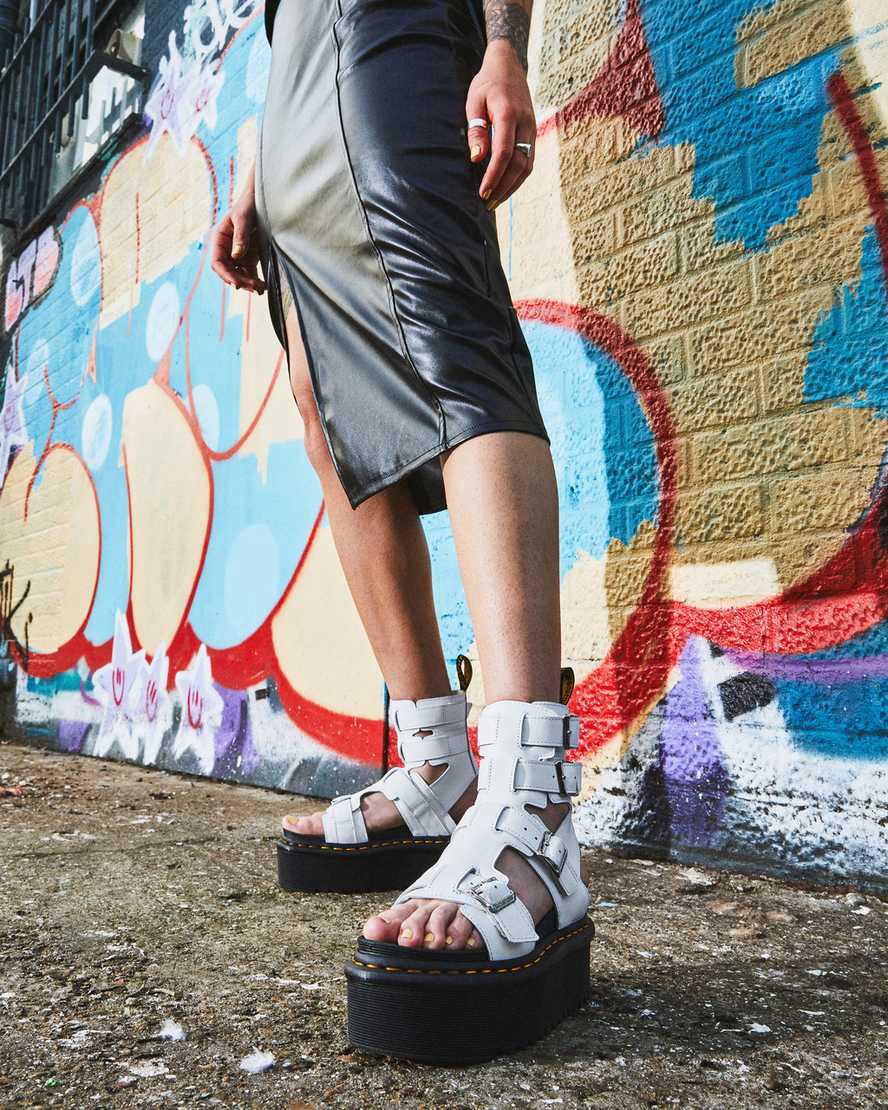 Dr Martens Giavanna Deri Gladiator Kadın Platform Sandalet Beyaz  Türkiye |  49125-RBSI