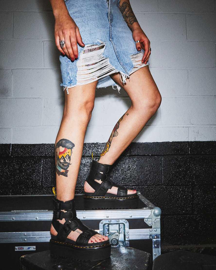 Dr Martens Giavanna Deri Gladiator Kadın Platform Sandalet Siyah  Türkiye |  74623-VFGR