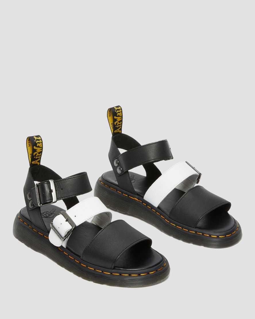 Dr Martens Gryphon Contrast Deri Askılı Erkek Sandalet Siyah Beyaz  Türkiye |  12834-NSLI