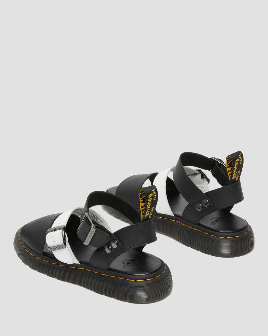 Dr Martens Gryphon Contrast Deri Askılı Erkek Sandalet Siyah Beyaz  Türkiye |  12834-NSLI