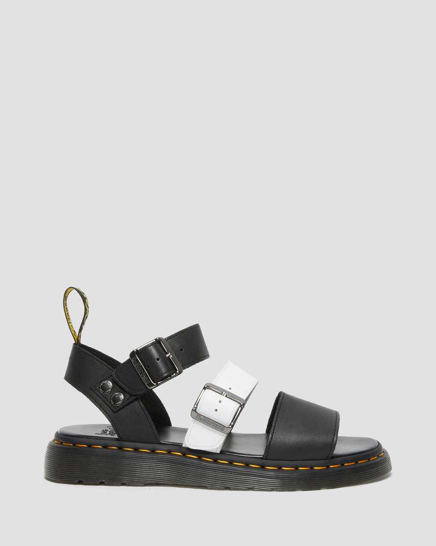 Dr Martens Gryphon Contrast Deri Askılı Erkek Sandalet Siyah Beyaz  Türkiye |  12834-NSLI