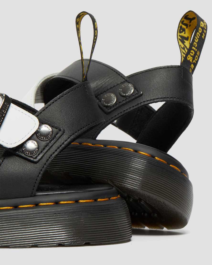 Dr Martens Gryphon Contrast Deri Askılı Erkek Sandalet Siyah Beyaz  Türkiye |  12834-NSLI