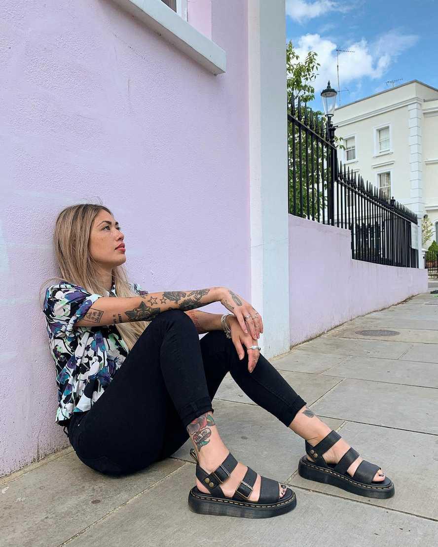 Dr Martens Gryphon Platform Kadın Gladyatör Sandalet Siyah  Türkiye |  92315-SNLW