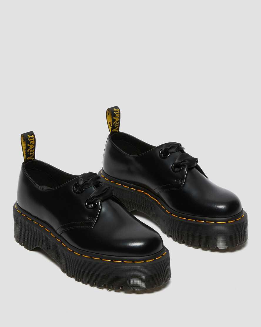 Dr Martens Holly Deri Platform Kadın Oxford Ayakkabı Siyah  Türkiye |  26837-KQDF