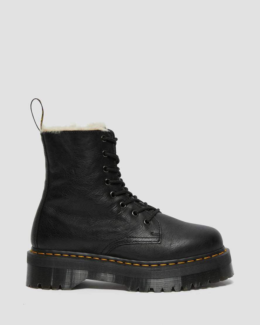 Dr Martens Jadon Boot Deri Faux Fur Astar Platforms Erkek Kışlık Botlar Siyah  Türkiye |  28370-GDKY