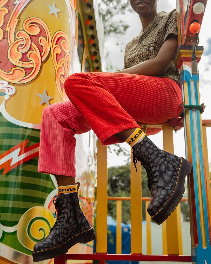 Dr Martens Jadon Boot Leopard Print Kadın Kalın Taban Bot Siyah  Türkiye |  25840-ALRQ