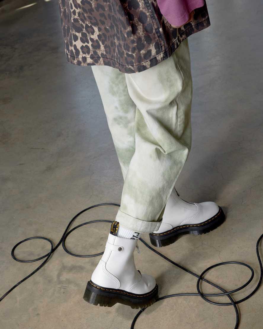 Dr Martens Jetta Zipped Sendal Deri Platform Kadın Bilek Boy Bot Beyaz  Türkiye |  15469-OUFJ
