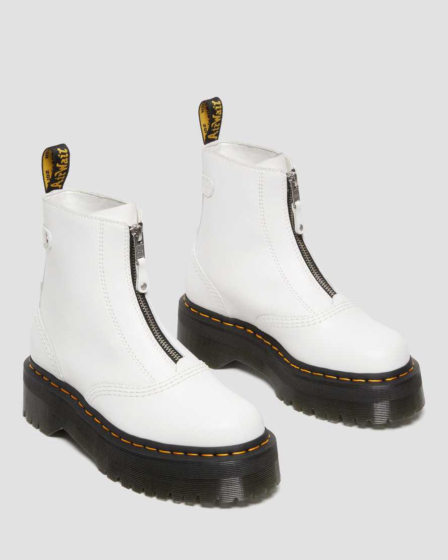 Dr Martens Jetta Zipped Sendal Deri Platform Kadın Bilek Boy Bot Beyaz  Türkiye |  15469-OUFJ