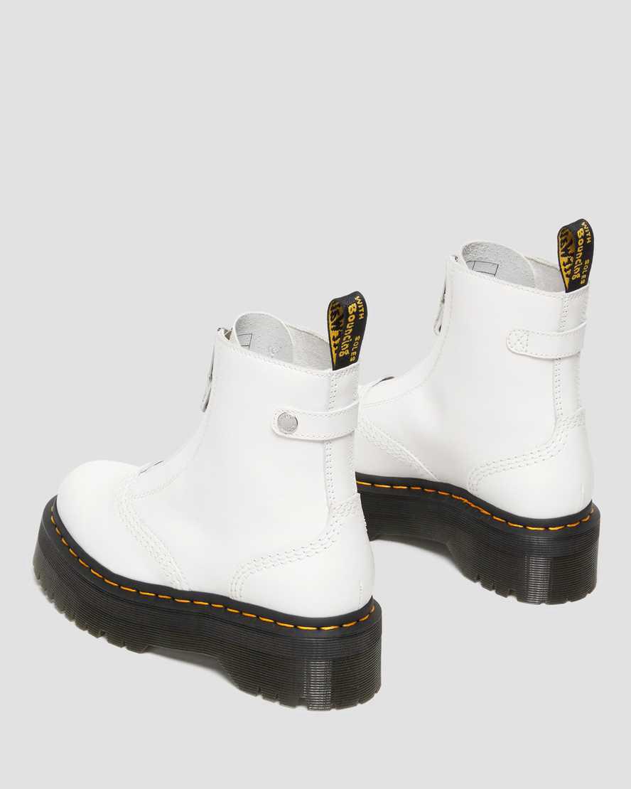 Dr Martens Jetta Zipped Sendal Deri Platform Kadın Bilek Boy Bot Beyaz  Türkiye |  15469-OUFJ