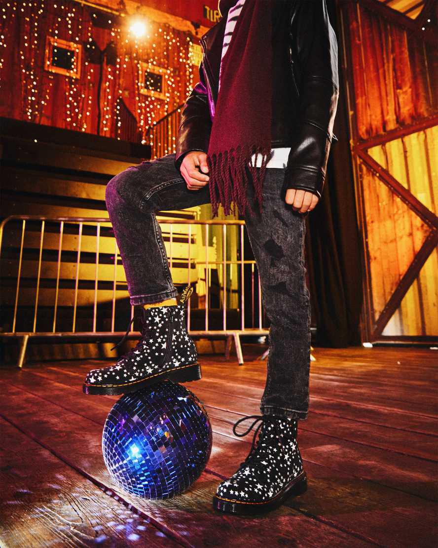 Dr Martens Junior 1460 Pascal Star Süet Çocuk Bağcıklı Bot Black/White  Türkiye |  41839-CYVF