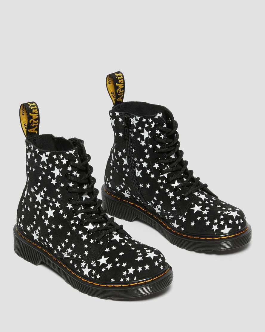 Dr Martens Junior 1460 Pascal Star Süet Çocuk Bağcıklı Bot Black/White  Türkiye |  41839-CYVF